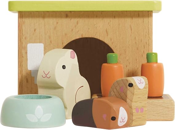 Le Toy Van - Adorable Wooden Daisylane Bunny & Guinea Accessories Play Set for Dolls Houses | Girls Dolls House Furniture Sets - Suitable for Ages 3+ (ME045)