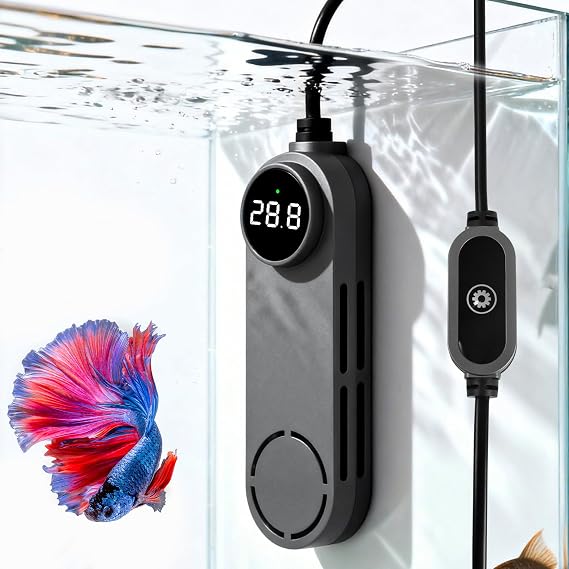 UPETTOOLS 50W Mini Aquarium Heater, Digital Fish Tank Heater | 5-10 Gal, External Controller, Explosion-Proof, Dry-Run Protection, Betta & Turtle