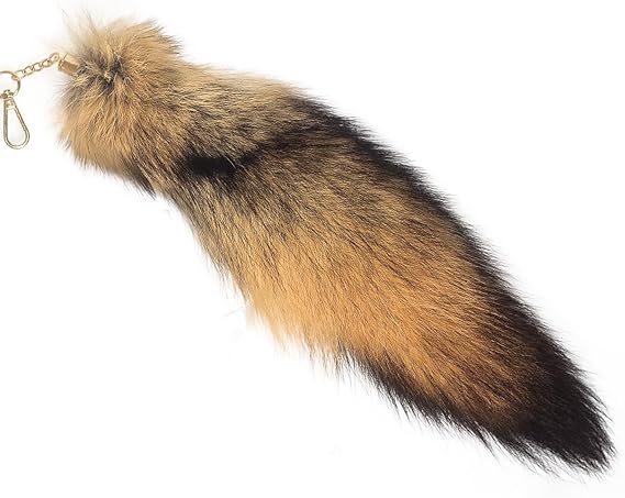 Fosrion Super Huge and Fluffy Real Fox Tail Fur Keychain Pendant Halloween Cosplay and Stylish Handbag Accessory