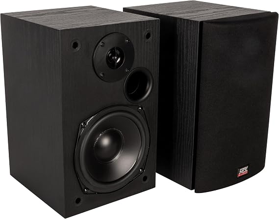 MTX Audio MONITOR5i 5.25 Inch 2-Way Bookshelf Speakers, 200W Polypropylene Wired Home Theater and Music Speaker System with RCA Input, Black