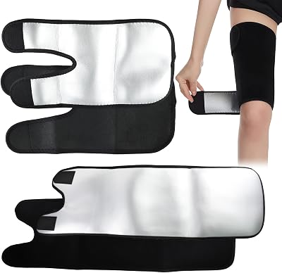 2 PCS Thigh Slimmer, Thigh Trimmers, Compression Sleeve Women Slimming Workout Gear Adjustable for Men and Women Fitness with 2pcs Arm Sweat Bands