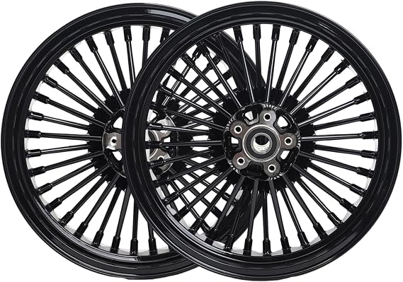 TOFR 16x3.5 Front 16x3.5 Rear Wheels Rims Fat Spoke Black Dual Disc For Harley Touring Bagger 1984-2008 FLHR Road King FLHRS Custom FLHRC Classic FLHX Street Glide FLHT Electra Glide FLTR Road Glide