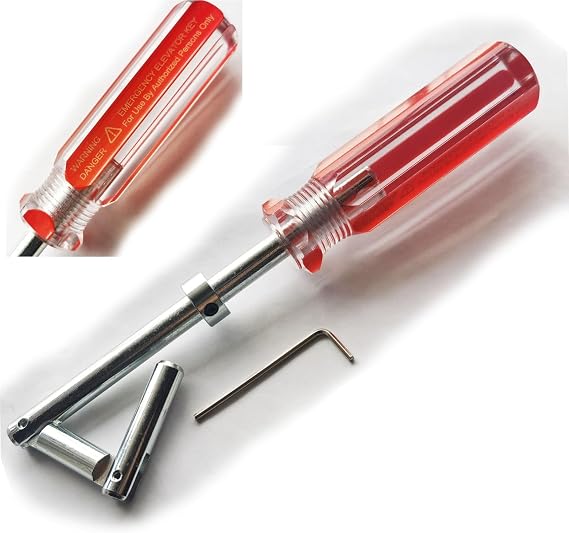 Elevator Drop Key Double Knuckle Emergency Drop Key Red Handle with Printed Warning