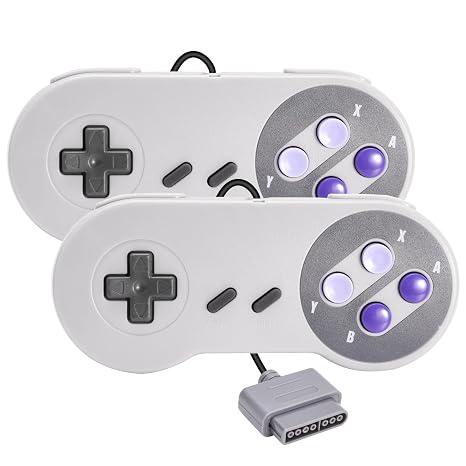 2 Pack Retro Wired Controller for SNES Original Console, kiwitata Remote Wired Gamepad Controller Compatible with SNES Super Entertainment Game Console System