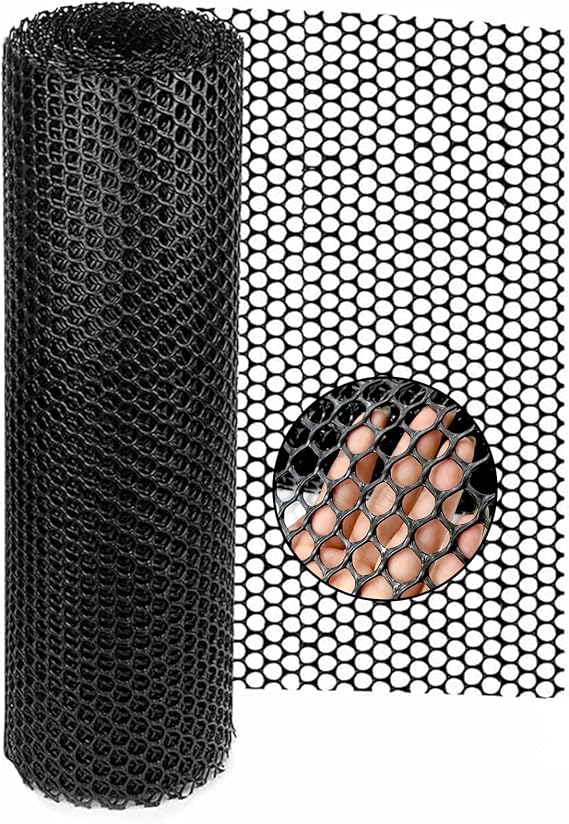MAISHI Small Hole 1/2"(12.7mm) Plastic Garden Netting 15.7" x10 Ft,Black - Blocks Rabbit Fence for Vegetable Gardens & Flower Beds - Rustproof, Flexible and Easy to Cut