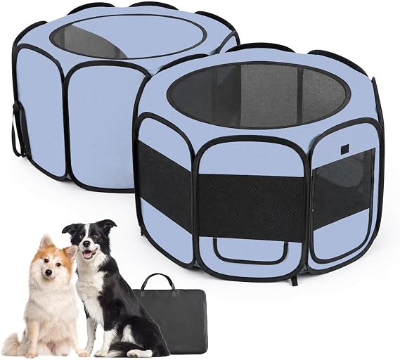 2-in-1 XLarge Pop Up Dog Playpen, 90"x 46" x28"H Portable Cat Condo Foldable Puppy Pet Playpen Indoors Outdoor Cats Enclosed Tent Crate Cage Kennel, Playpen for Kitten, Small Animals Play Pen(L)