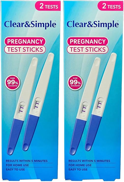 Clear and Simple Pregnancy Test 2 Boxes of 2 Sticks - Bundled by Smart Cutie