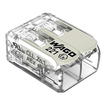 221-682 | WAGO 221 Series Lever-Nuts for Hazardous Locations | 2-Conductor Splicing Connector | 20 10 AWG | Transparent housing, White Operating levers | [Box of 50 Pieces]