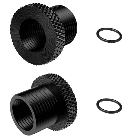 2 Pack Thread Protector 1/2-28 to 5/8-24 Thread Adapter Steel with Rubber Washer Black
