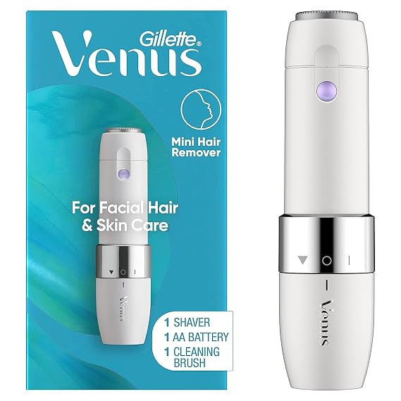 Gillette Venus Mini Facial Hair Remover for Women's Face, Portable Electric Shaver/Razor, Hair Removal for Women, Dermaplaning Tool, Trimmer