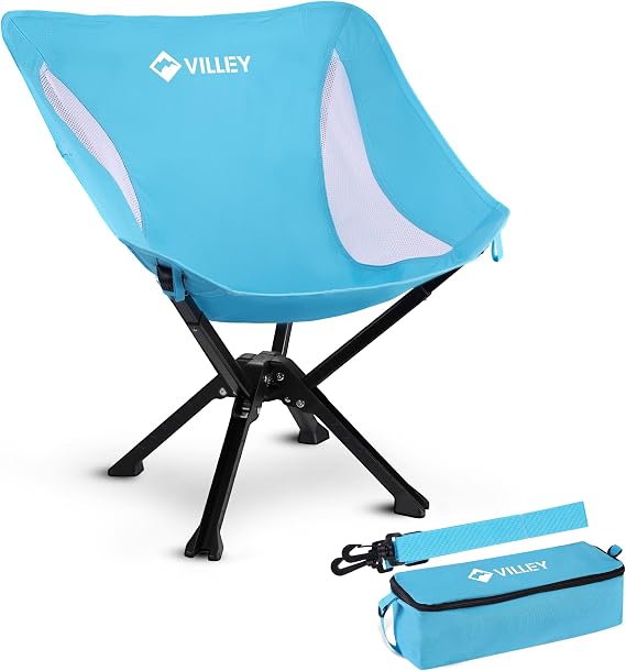 VILLEY Portable Folding Camping Chairs, Lightweight, Blue