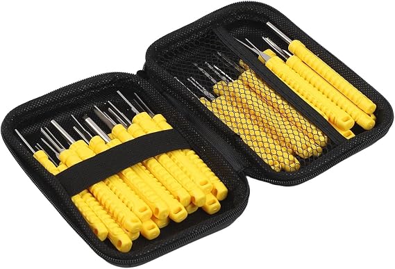 30Pcs Terminal Pin Remover Kit, High-Carbon Steel Connector Extractor Set Automotive Wiring Harness Repair(Yellow)