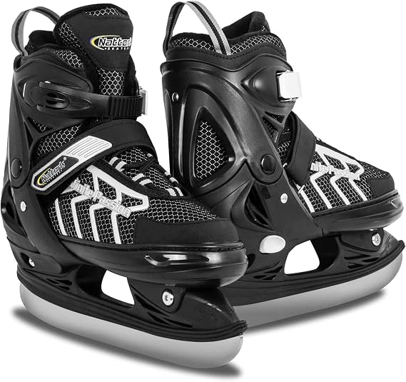 Nattork Adjustable Kids Ice Skate for Adult Boys Girls, Soft Padding and Reinforced Ankle Support Ice Hockey Skates for Beginners