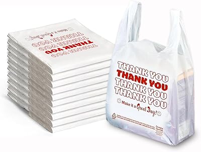 Concession Essentials Disposable & Reusable Thank You T-Shirt Bags- Pack of 50ct