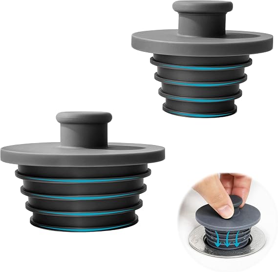HO2ME Silicone Drain Stopper, 2-Pack, Used to Block the Drian Holes