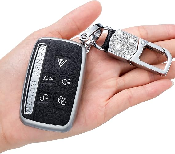 for Land Rover/Jaguar Key Fob Case Cover,Compatible with Evoque Velar Sport Discovery,Freelander2,LR4 F-PACE, F-Type,XF,XJ,XE A Black