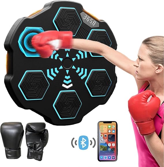 Smart Music Boxing Machine | Wall Mounted Boxing Trainer with Bluetooth, LED Interactive Punching Target,Electronic Boxing Machine with Punch Counter