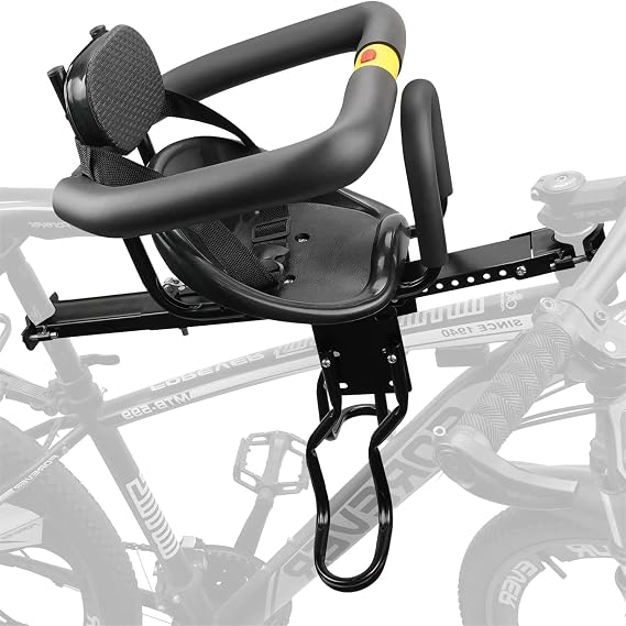 Honeyhouse Child Bike Seat | Child Safety Carrier Front Mount Baby Seat with Armrest and Foot Pedals | Adjustable Safety Seat for Kids Infant Toddler (UP to 41 kg)