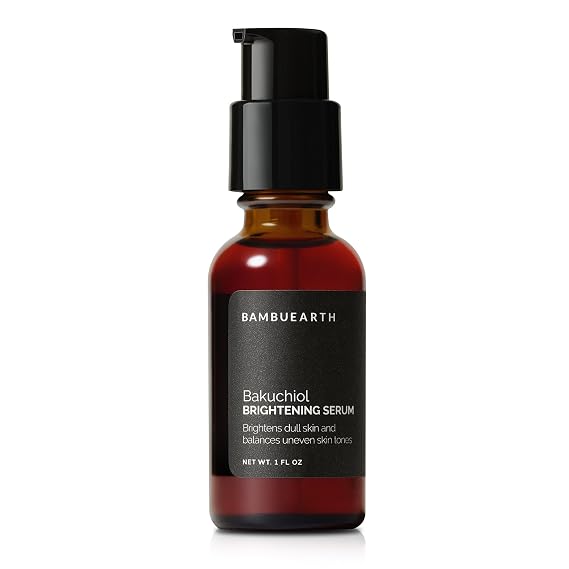 Bambu Earth Bakuchiol Brightening Serum, Retinol Alternative Skin Care (1 Fl Oz) - Organic Ingredients, Rosehip Seed Oil, Buriti Oil, Sea Buckthorn & Antioxidants - Anti Aging Skin Serum for Face