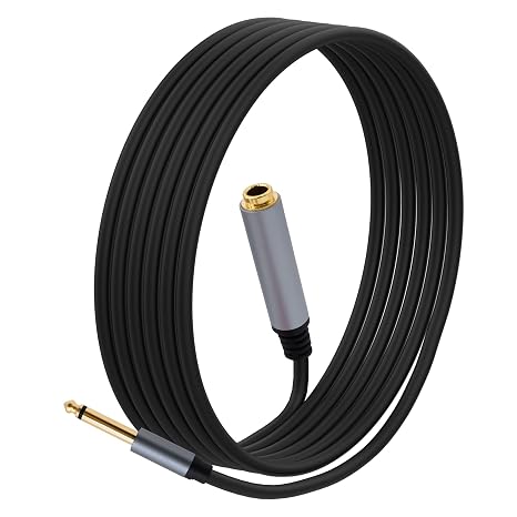 1/4 Inch TS Extension Cable,3M 6.35mm Mono Male to Female Quarter Inch Connectors Audio Extension Cable Cord for Amplifiers,Headphone Guitar Instruments -9.8FT