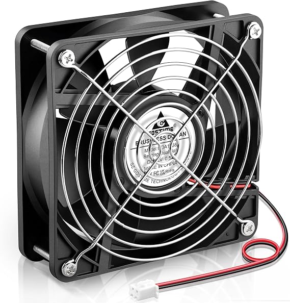 GDSTIME 120mm x 38mm 12V 2Pin Dual Ball Bearing Brushless DC Cooling Fans | High Airflow, Industrial Case Fan, 120x120x38mm, 5inch, 12038, For Rv Refrigerator, Electronic Cabinet Exhaust Ventilation