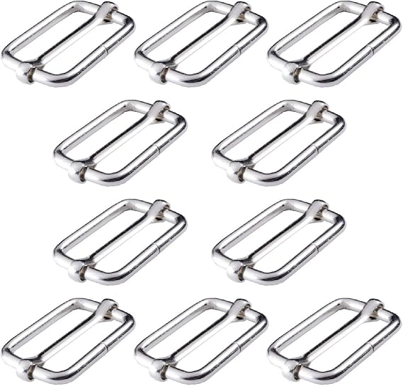 BEADNOVA Adjustable Slide Buckle 1 Inch Triglide Slides Metal Webbing Slider For Strap Belt Backpack Handbag DIY (10 Pieces, Silver Color)