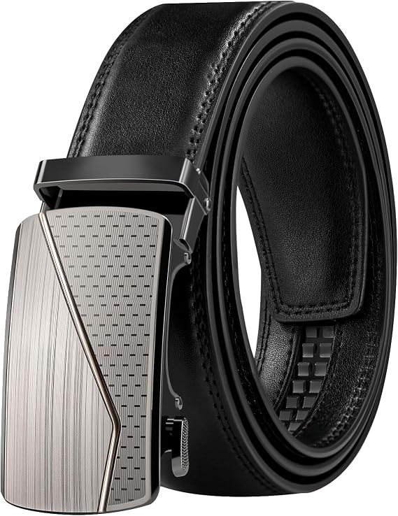 Ratchet Belts for Men, Dress Ratchet Belt Genuine Leather 1 3/8", Mens Belt with Automatic Alloy Buckle