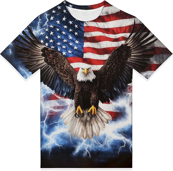 American Flag Bald Eagle Short Sleeve Tee Shirt
