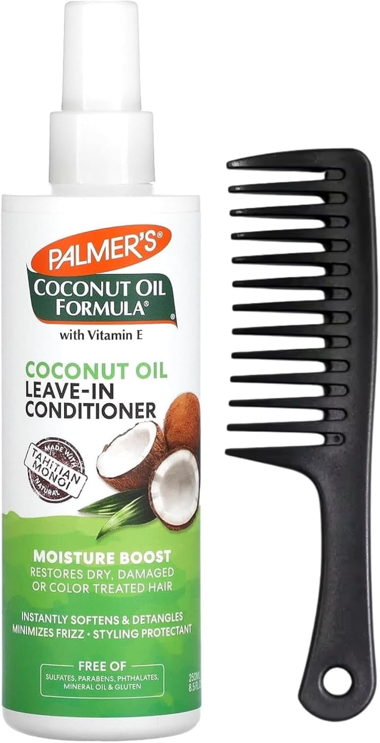 Palmer’s Coconut Oil Leave-In Conditioner 250ml with Detangling Comb – Moisture Boost Spray for Dry, Damaged & Colour-Treated Hair – Frizz Control, Sulfate-Free with Tahitian Monoi & Vitamin E