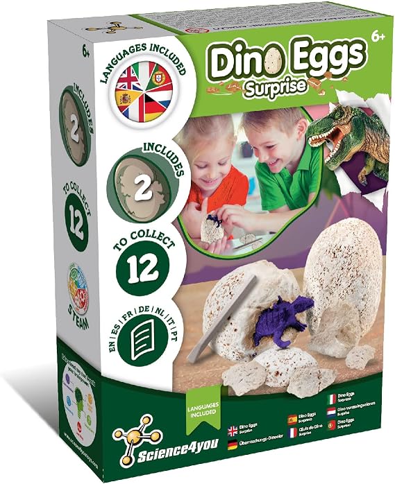 Science4you Dinosaur Eggs - Dino Eggs Digging Kit for Kids - Excavate Dino Eggs w/dinosaur figures included - Educational STEM Toy for Kids Age 8 9 10 11 12+