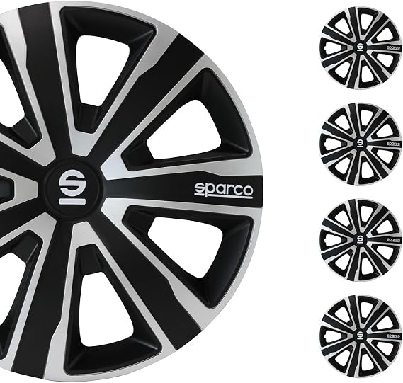 Sparco Wheel Covers Palermo - 15-inch - Silver/Black - Set of 4 pieces