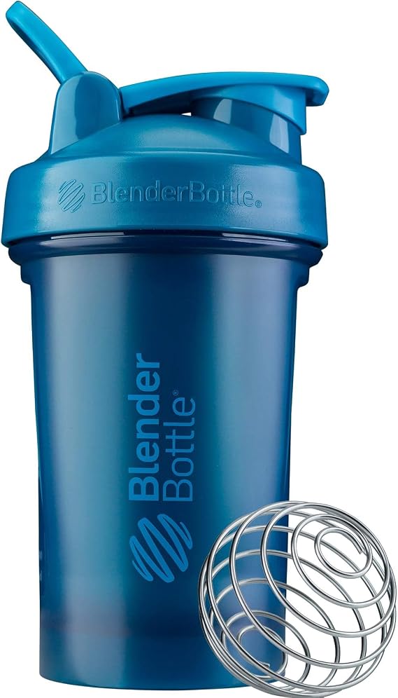 BlenderBottle Classic V2 Shaker Bottle with Stainless Steel Ball, For Protein Shakes, Dishwasher Safe, 590ml, Ocean Blue