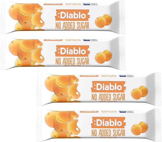 Diablo Yoghurt & Muesli Bar – No Added Sugar Healthy Snacks & Breakfast Bar Sweetened with Maltitol, Low Sugar Snacks Food, Great for Gifting, Work, School, or Travel – Apricot, 30g Each (Pack of 4)