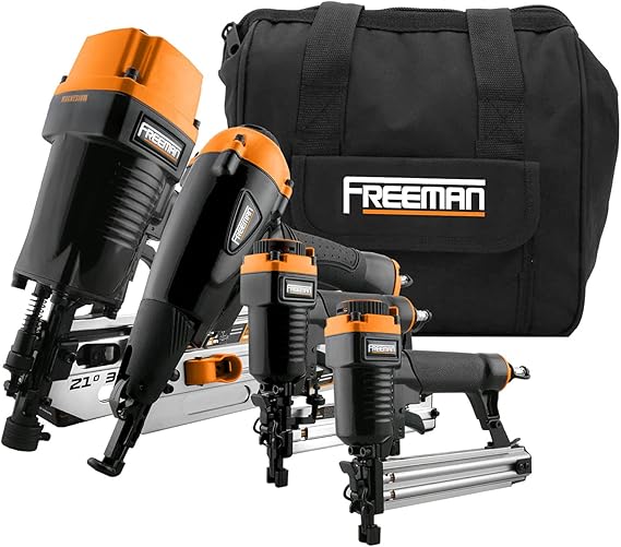 Freeman Pneumatic Nailers and Stapler Kit (4-Piece) | P4FRFNCB
