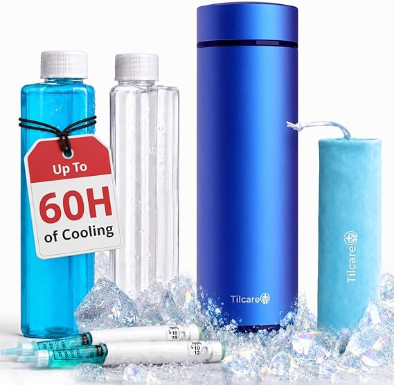 Portable Insulin Cooler Travel Case: 60H Cooling with Emergency Bottle | TSA Approved Insulin Travel Case That Fits 2 Diabetic Pens | Medication Cooler for Travel | Large Storage Insulin Cooler Case