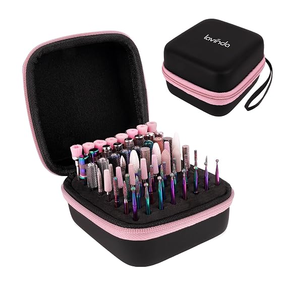 Lavinda Nail Drill Bit Holder & Organizer Case, Drill Bit Storage for 3/32"