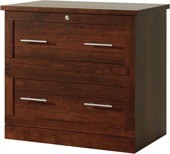Realspace 29-7/16"W x 18-1/2"D Lateral 2-Drawer File Cabinet, Mulled Cherry