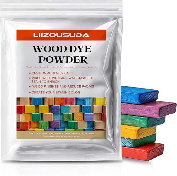 Wood Stain Powdered Solvent - Wood Dye - Indoor and Outdoor Furniture | Fast Drying - Wood Dye Powder - Wood Stain for Crafts - 5 Color Kit