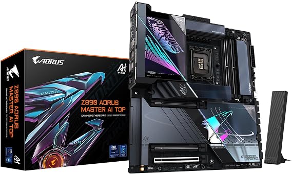 GIGABYTE Z890 AORUS Master AI TOP Intel Core Ultra (Series 2) LGA 1851 Motherboard, E-ATX, DDR5, 4X M.2, PCIe 5.0, Thunderbolt 4, WIFI7, 10GbE LAN, EZ-Latch