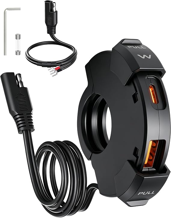 Motorcycle Phone Charger,Car Accessories Universal Motorcycle USB Charger,Waterproof Ultra-Narrow PD30W & Quick Charge for Phone,Tablet,GPS,Suitable for Most DC 12-24V Vehicles,Motorcycles