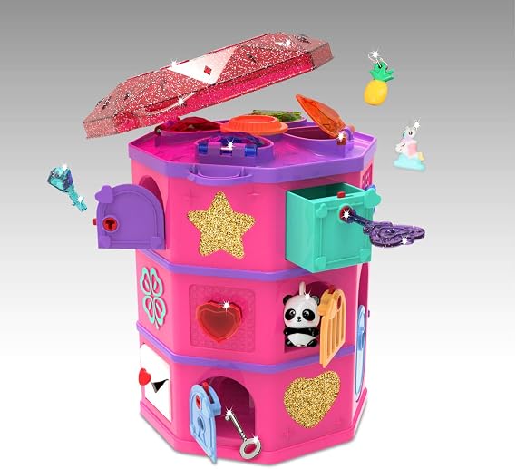 Funlockets S19700 Secret Surprise Escape Game Treasure Hunt Tower, Find The Jewels, Make Your Own Charms, Exciting Puzzle and Jewellery Box, Aged 6 Years Plus, Multi