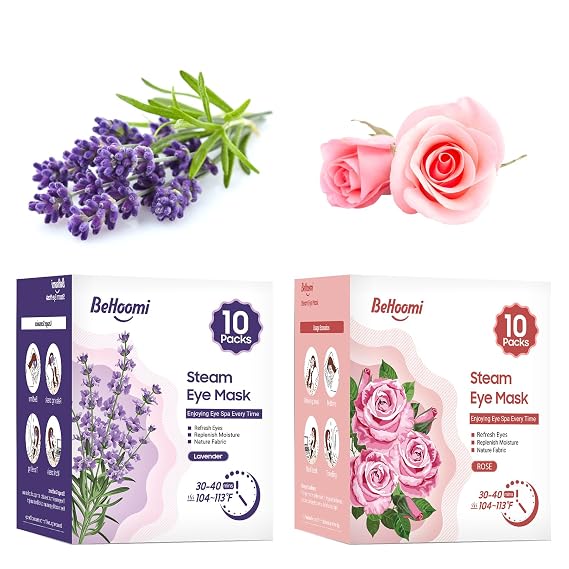 Steam Eye Mask, 20 Packs Heated Eye Mask, Self Heating Disposable SPA Warm Compress for Eyes (Lavender & Rose)