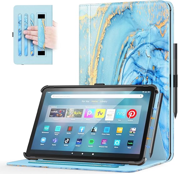 OKP for Amazon Tablet 11 Case (13th Generation, 2023 Release), [Multi-Angle] Stand Cover with Pocket Auto Wake/Sleep, PU Leather Case for Amazon Tablet 11 (Marble Blue)