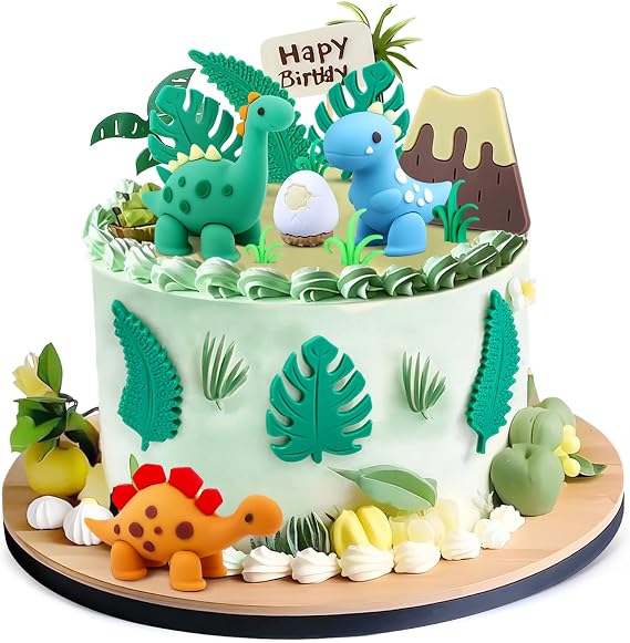 15PCS Cartoon Dinosaur Cake Toppers Jungle Cake Decorations