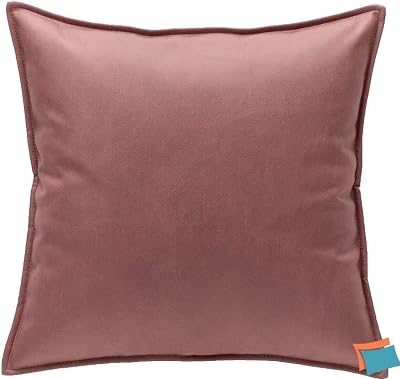 Leather Throw Pillow Covers 15 x 15 Inch Set of 2 Modern Solid Decorative Square Bedroom Living Room Cushion Cases for Couch Bed Sofa - Dark Pink