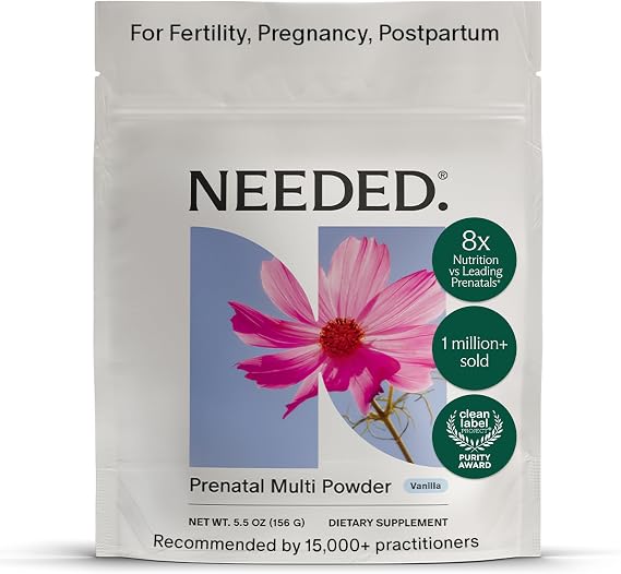 Needed. Prenatal Multivitamin Powder with Choline - for Prenatal, Pregnancy, Breastfeeding, Postpartum | Expertly-Formulated & Third-Party Tested | Vanilla Flavor, 30-Day Supply