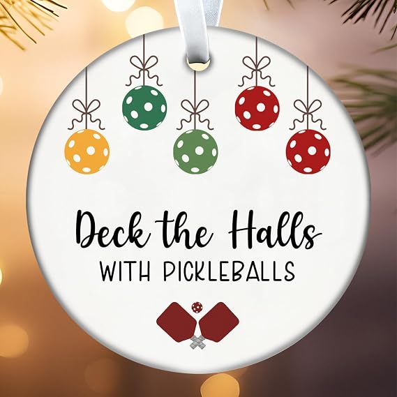 Christmas Decorations Pickle Pickleball Gifts Christmas Tree Ornaments Bauble Personalised Sign Home Office Desk Decor,for Deck the Halls, Christma Tree