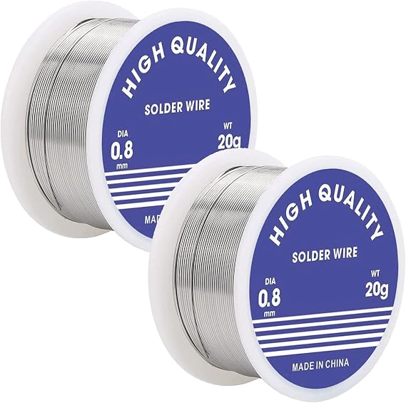 2 Pcs 0.8mm Solder Wires Lead Free Welding Tin Wire Rolls Lead Free Solder Wires with Rosin Core for Electronic Components Soldering(20g)