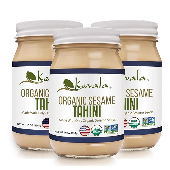 Kevala Organic Sesame Tahini USDA Organic, NonGMO Project Verified & Kosher Certified | (16 Oz (Pack of 3))