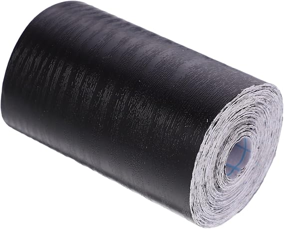 TEHAUX Self Adhesive Skirting Board Cover PVC Molding Trim Flexible Baseboard Decals for Walls Cabinets Tabletops Black Wood Grain